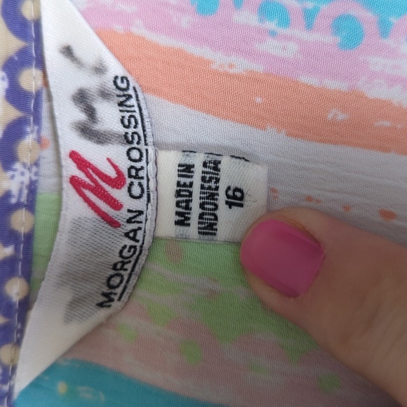 Morgan Crossing Women's Vintage‎ Colorful Striped Button Down Blouse Size 16 - Picture 4 of 6